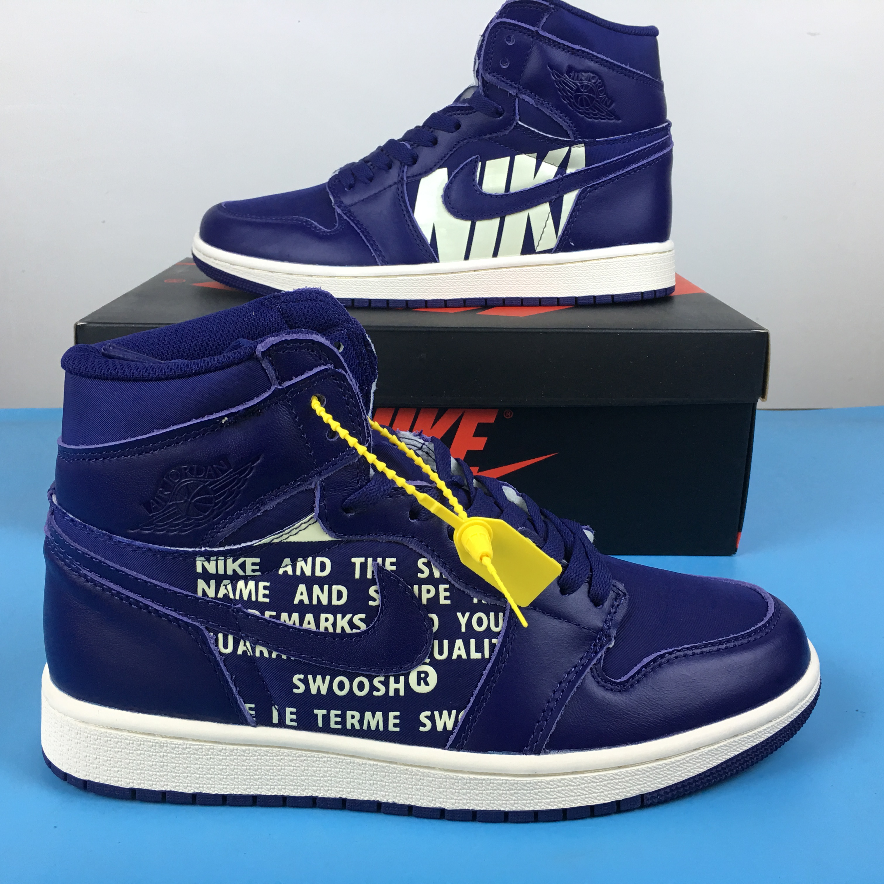 Air Jordan 1 OFF-WHITE x Nike Blue White - Click Image to Close